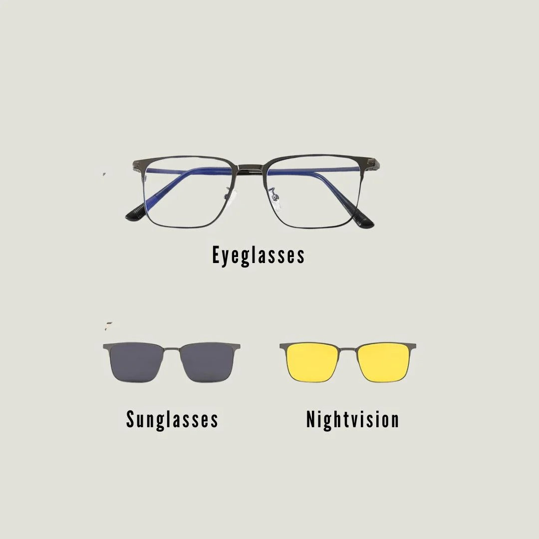 Adaptalens Sun + Eye + Night Vision + 3D + Blue Shade Glasses