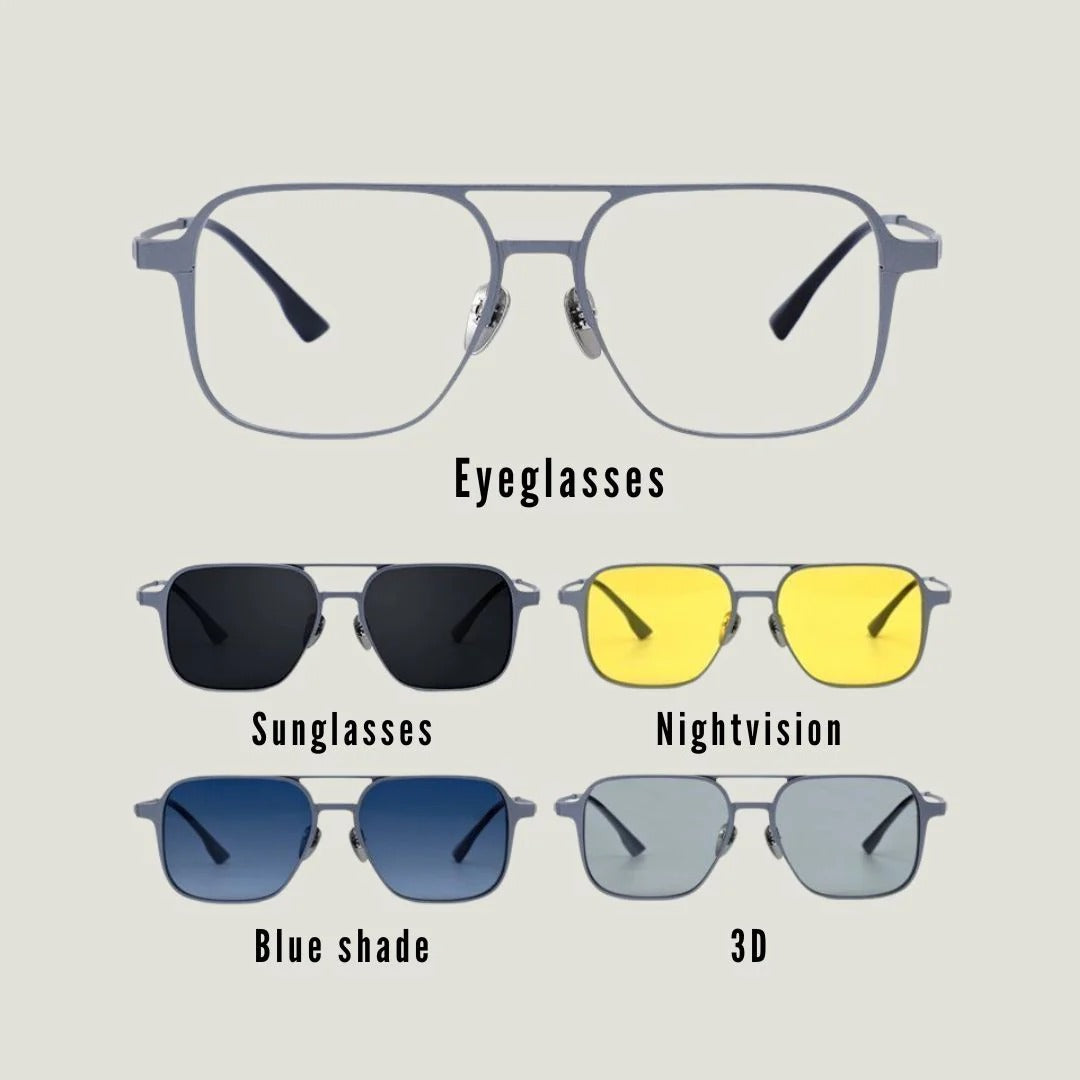 Adaptalens Sun + Eye + Night Vision + 3D + Blue Shade Glasses